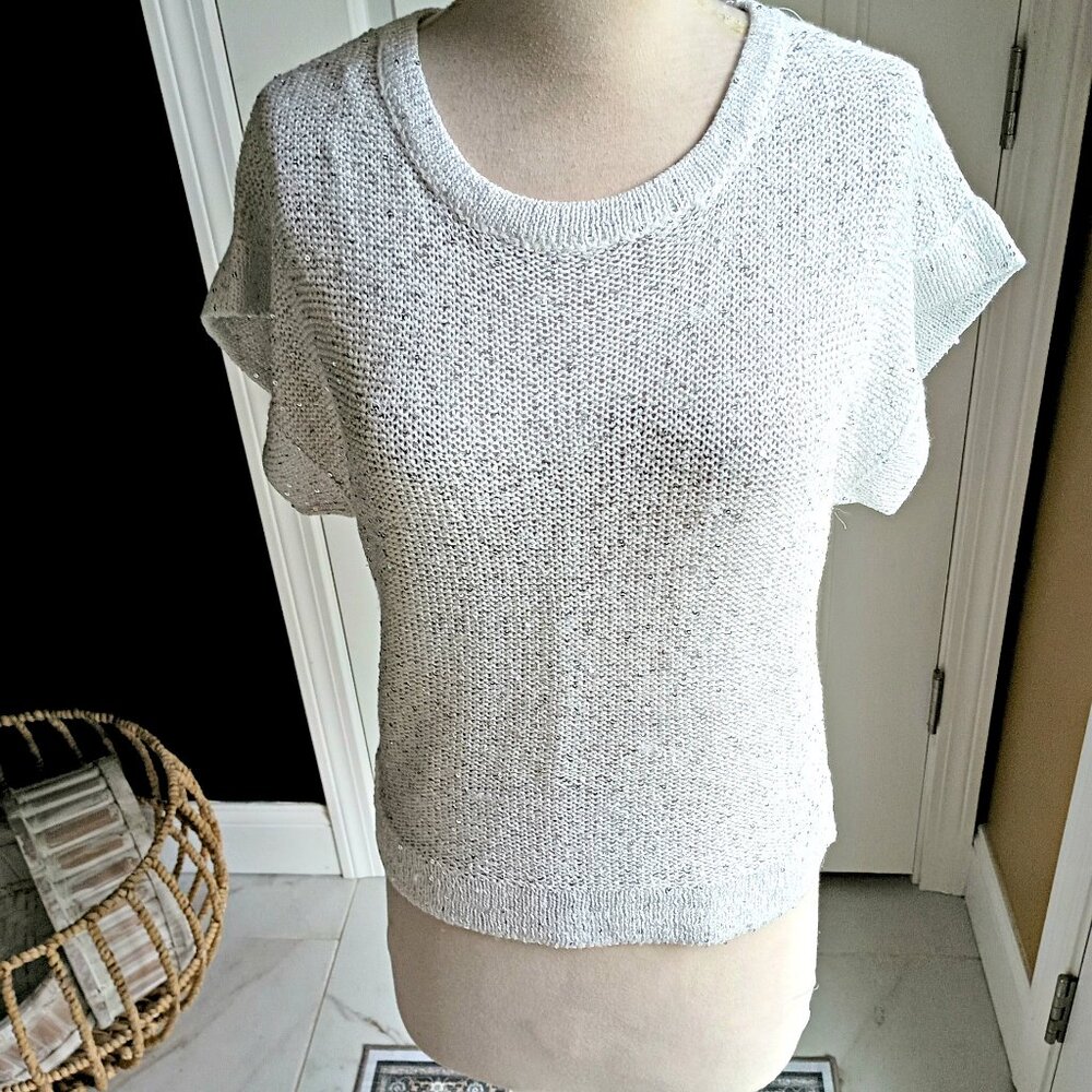 NEW! SHIMMERY SHORT SLEEVE SWEATER By HALSTON